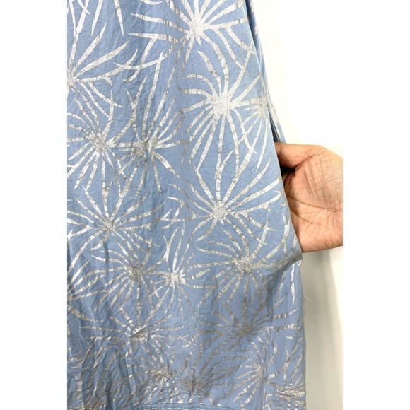 Gretchen Scott Size XS Blue Silver Starburst Print Sleeveless Shift Dress Pocket - Picture 3 of 8
